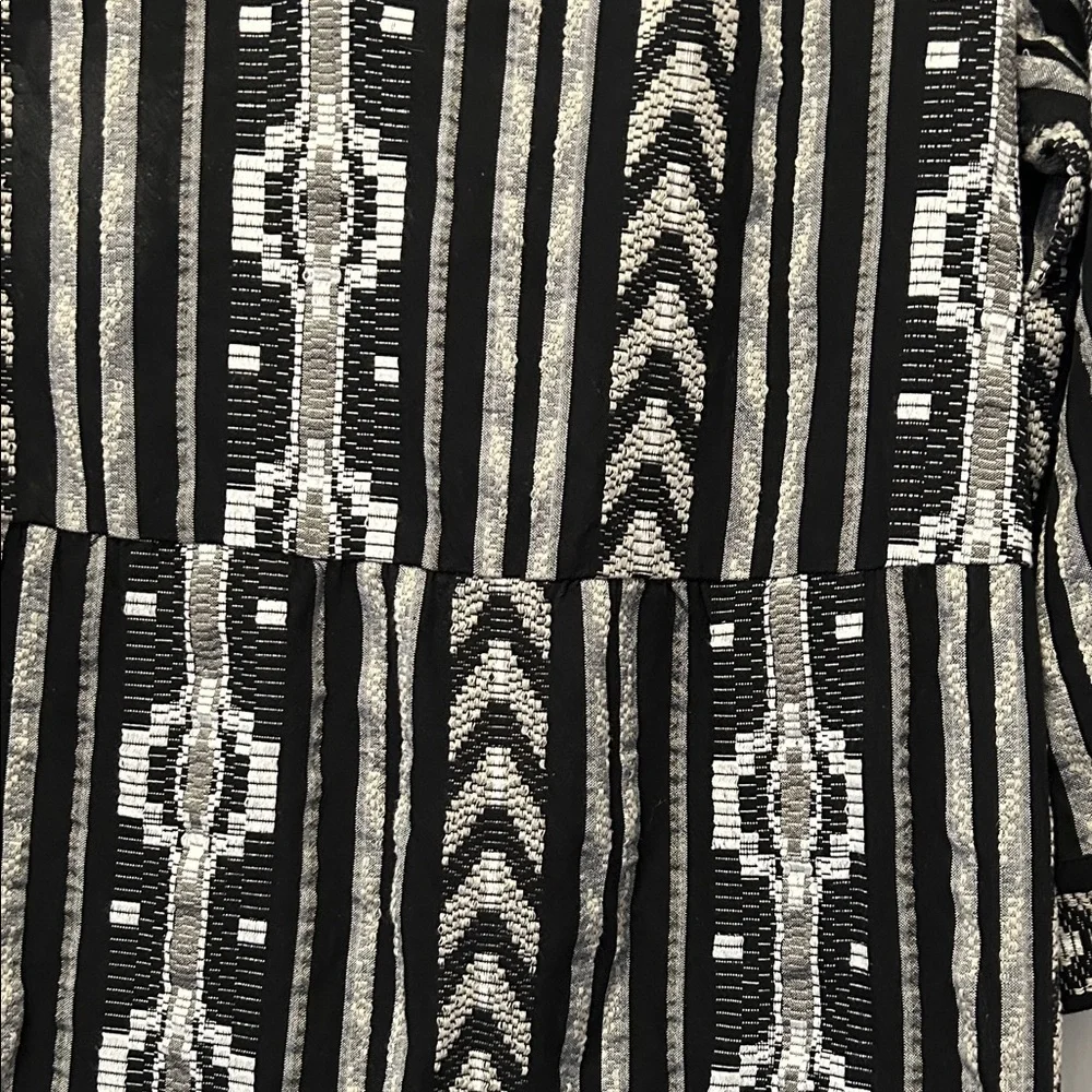 Chico's Dress Women’s L Black/White Aztec 3/4 Sleeve Tiered - Picture 8 of 16